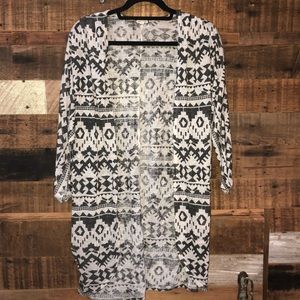 Black and White Tribal Cardigan - Medium